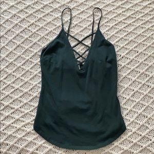 Express One Eleven Green Cross Front Cami